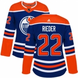 Women's Adidas Edmonton Oilers #22 Tobias Rieder Authentic Royal Blue Alternate NHL Jersey