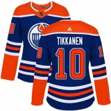 Women's Adidas Edmonton Oilers #10 Esa Tikkanen Authentic Royal Blue Alternate NHL Jersey