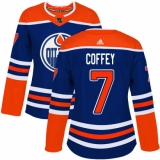 Women's Adidas Edmonton Oilers #7 Paul Coffey Authentic Royal Blue Alternate NHL Jersey