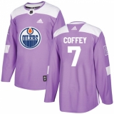 Youth Adidas Edmonton Oilers #7 Paul Coffey Authentic Purple Fights Cancer Practice NHL Jersey
