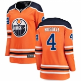 Women's Edmonton Oilers #4 Kris Russell Authentic Orange Home Fanatics Branded Breakaway NHL Jersey