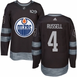 Men's Adidas Edmonton Oilers #4 Kris Russell Authentic Black 1917-2017 100th Anniversary NHL Jersey