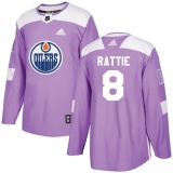 Men's Adidas Edmonton Oilers #8 Ty Rattie Authentic Purple Fights Cancer Practice NHL Jersey