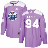 Youth Adidas Edmonton Oilers #94 Ryan Smyth Authentic Purple Fights Cancer Practice NHL Jersey