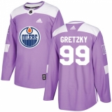 Men's Adidas Edmonton Oilers #99 Wayne Gretzky Authentic Purple Fights Cancer Practice NHL Jersey