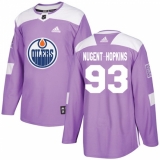 Men's Adidas Edmonton Oilers #93 Ryan Nugent-Hopkins Authentic Purple Fights Cancer Practice NHL Jersey