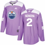 Men's Adidas Edmonton Oilers #2 Andrej Sekera Authentic Purple Fights Cancer Practice NHL Jersey