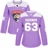 Women's Adidas Florida Panthers #63 Evgenii Dadonov Authentic Purple Fights Cancer Practice NHL Jersey