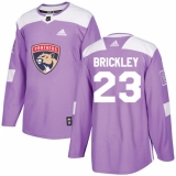 Youth Adidas Florida Panthers #23 Connor Brickley Authentic Purple Fights Cancer Practice NHL Jersey