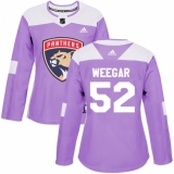 Women's Adidas Florida Panthers #52 MacKenzie Weegar Authentic Purple Fights Cancer Practice NHL Jersey