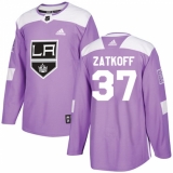 Men's Adidas Los Angeles Kings #37 Jeff Zatkoff Authentic Purple Fights Cancer Practice NHL Jersey