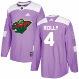 Men's Adidas Minnesota Wild #4 Mike Reilly Authentic Purple Fights Cancer Practice NHL Jersey