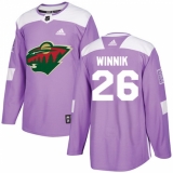 Youth Adidas Minnesota Wild #26 Daniel Winnik Authentic Purple Fights Cancer Practice NHL Jersey