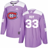 Men's Adidas Montreal Canadiens #33 Patrick Roy Authentic Purple Fights Cancer Practice NHL Jersey