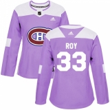 Women's Adidas Montreal Canadiens #33 Patrick Roy Authentic Purple Fights Cancer Practice NHL Jersey
