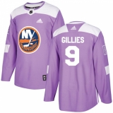 Men's Adidas New York Islanders #9 Clark Gillies Authentic Purple Fights Cancer Practice NHL Jersey