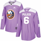 Youth Adidas New York Islanders #6 Ryan Pulock Authentic Purple Fights Cancer Practice NHL Jersey