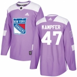 Youth Adidas New York Rangers #47 Steven Kampfer Authentic Purple Fights Cancer Practice NHL Jersey
