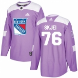 Men's Adidas New York Rangers #76 Brady Skjei Authentic Purple Fights Cancer Practice NHL Jersey