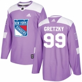 Youth Adidas New York Rangers #99 Wayne Gretzky Authentic Purple Fights Cancer Practice NHL Jersey