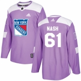 Men's Adidas New York Rangers #61 Rick Nash Authentic Purple Fights Cancer Practice NHL Jersey