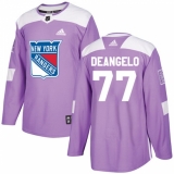 Men's Adidas New York Rangers #77 Anthony DeAngelo Authentic Purple Fights Cancer Practice NHL Jersey