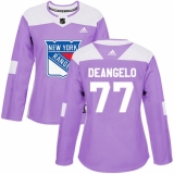 Women's Adidas New York Rangers #77 Anthony DeAngelo Authentic Purple Fights Cancer Practice NHL Jersey