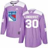 Youth Adidas New York Rangers #30 Henrik Lundqvist Authentic Purple Fights Cancer Practice NHL Jersey