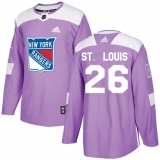 Men's Adidas New York Rangers #26 Martin St. Louis Authentic Purple Fights Cancer Practice NHL Jersey