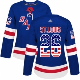 Women's Adidas New York Rangers #26 Martin St. Louis Authentic Royal Blue USA Flag Fashion NHL Jersey