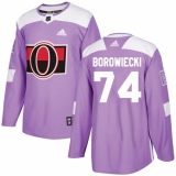 Youth Adidas Ottawa Senators #74 Mark Borowiecki Authentic Purple Fights Cancer Practice NHL Jersey