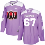 Youth Adidas Ottawa Senators #67 Ben Harpur Authentic Purple Fights Cancer Practice NHL Jersey