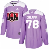 Youth Adidas Ottawa Senators #78 Filip Chlapik Authentic Purple Fights Cancer Practice NHL Jersey