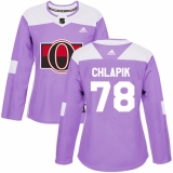 Women's Adidas Ottawa Senators #78 Filip Chlapik Authentic Purple Fights Cancer Practice NHL Jersey