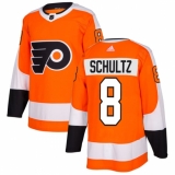 Men's Adidas Philadelphia Flyers #8 Dave Schultz Premier Orange Home NHL Jersey