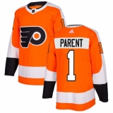 Men's Adidas Philadelphia Flyers #1 Bernie Parent Premier Orange Home NHL Jersey