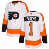 Men's Adidas Philadelphia Flyers #1 Bernie Parent Authentic White Away NHL Jersey