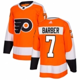 Men's Adidas Philadelphia Flyers #7 Bill Barber Premier Orange Home NHL Jersey