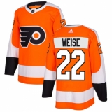 Men's Adidas Philadelphia Flyers #22 Dale Weise Authentic Orange Home NHL Jersey
