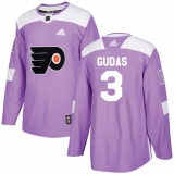 Men's Adidas Philadelphia Flyers #3 Radko Gudas Authentic Purple Fights Cancer Practice NHL Jersey