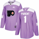 Youth Adidas Philadelphia Flyers #1 Bernie Parent Authentic Purple Fights Cancer Practice NHL Jersey