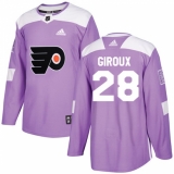 Men's Adidas Philadelphia Flyers #28 Claude Giroux Authentic Purple Fights Cancer Practice NHL Jersey