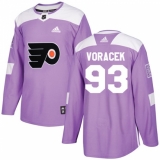 Men's Adidas Philadelphia Flyers #93 Jakub Voracek Authentic Purple Fights Cancer Practice NHL Jersey