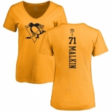 NHL Women's Adidas Pittsburgh Penguins #71 Evgeni Malkin Gold One Color Backer T-Shirt