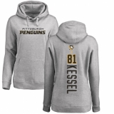 NHL Women's Adidas Pittsburgh Penguins #81 Phil Kessel Ash Backer Pullover Hoodie