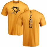 NHL Adidas Pittsburgh Penguins #7 Joe Mullen Gold One Color Backer T-Shirt