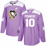 Men's Adidas Pittsburgh Penguins #10 Ron Francis Authentic Purple Fights Cancer Practice NHL Jersey