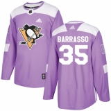 Men's Adidas Pittsburgh Penguins #35 Tom Barrasso Authentic Purple Fights Cancer Practice NHL Jersey