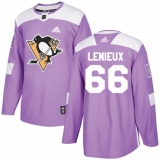 Men's Adidas Pittsburgh Penguins #66 Mario Lemieux Authentic Purple Fights Cancer Practice NHL Jersey