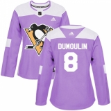 Women's Adidas Pittsburgh Penguins #8 Brian Dumoulin Authentic Purple Fights Cancer Practice NHL Jersey